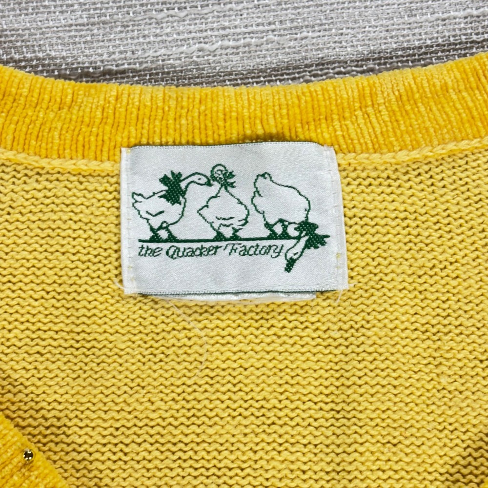 Vintage Quacker Factory‎ Yellow Butterfly Embellished V-Neck Sweater Cottagecore - Picture 4 of 8